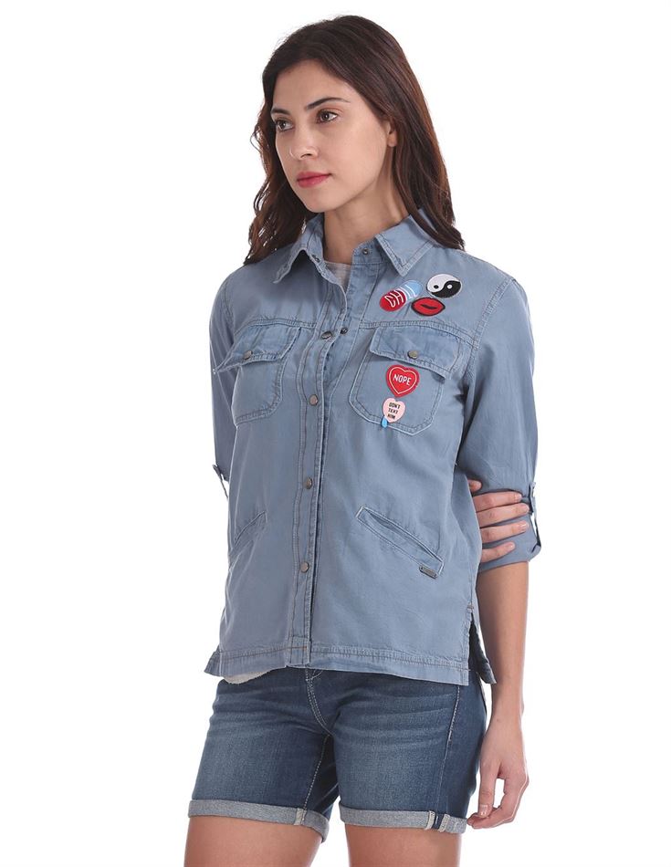 Flying Machine Women Casual Wear Solid Shirt